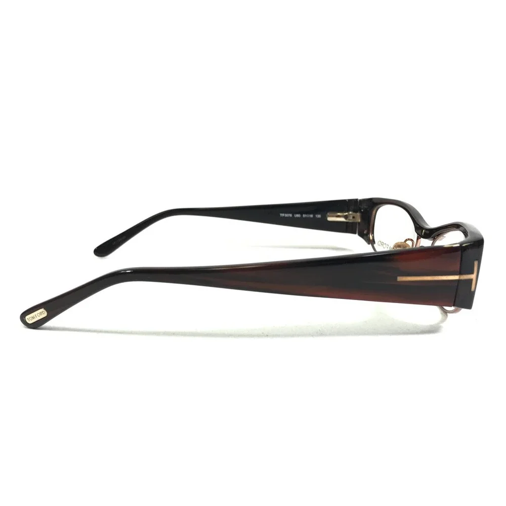 Tom Ford Eyeglasses Frames TF5076 U60 Brown Gold Cat Eye Full Rim 51-16-135